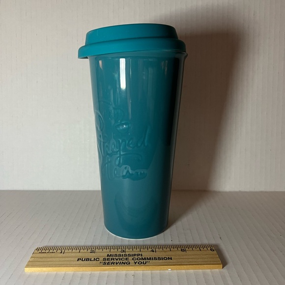 Teal Blue Sipology Ceramic Travel Mug/Cup w/ Infuser and Silicone Lid. - Picture 5 of 5